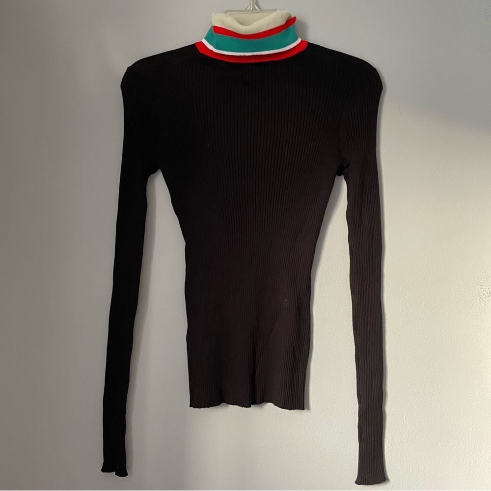 NEW Proenza Schouler White Label PSWL Black Striped Turtleneck